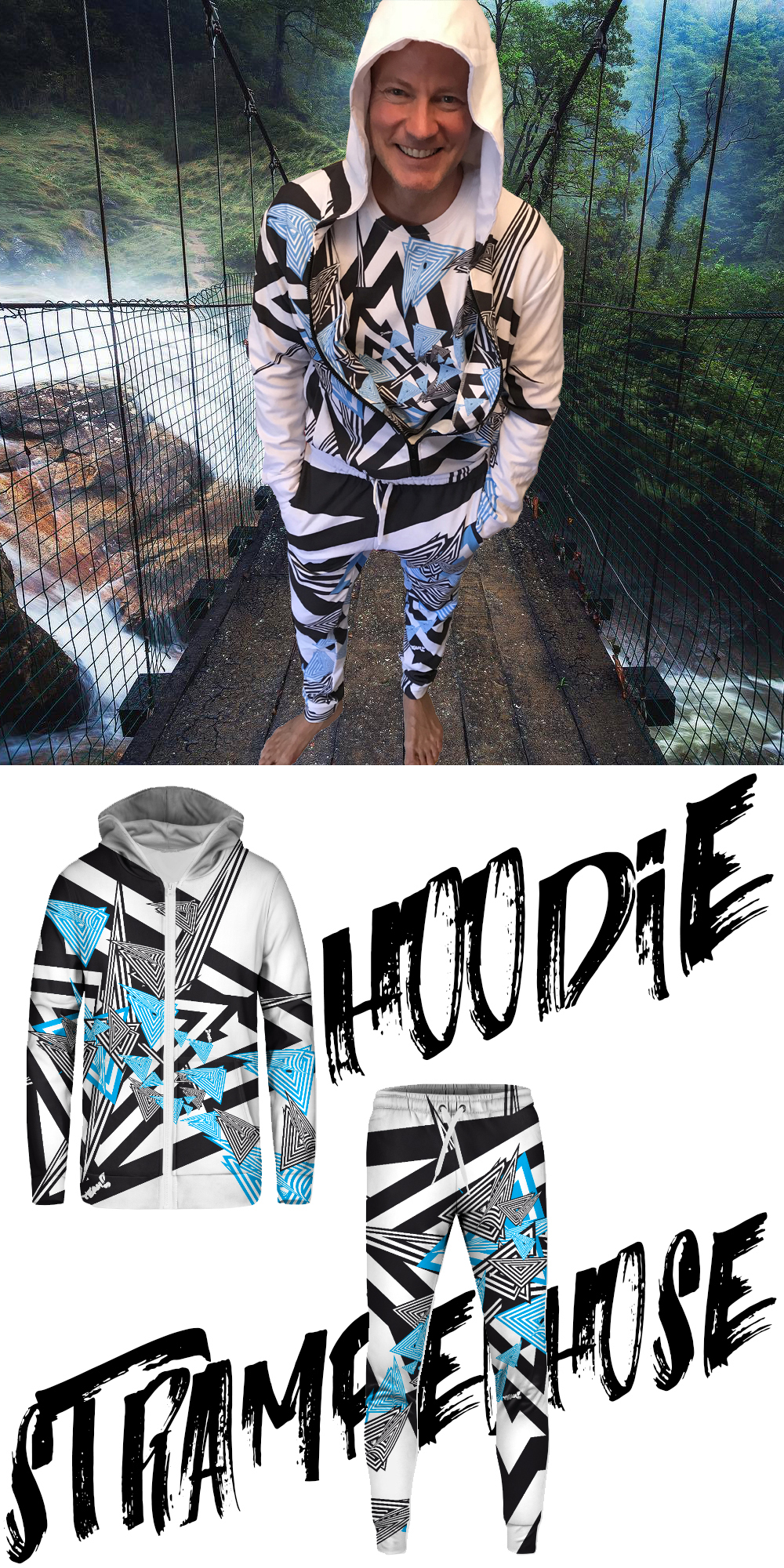 YEAH! COUTURE BLAU HOODIE STRAMPELHOSE
