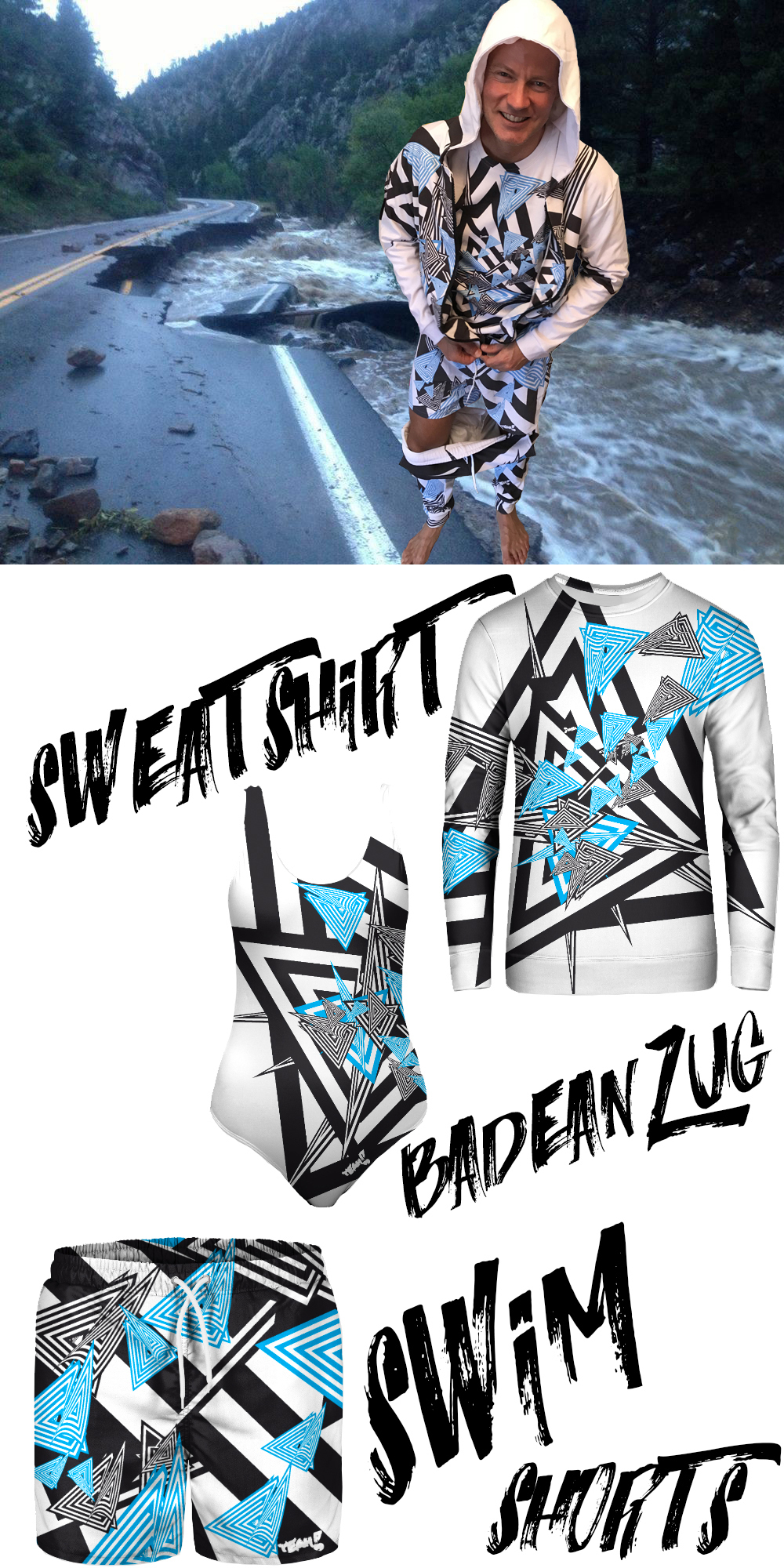 YEAH! COUTURE BALU SWIM SHORTS BATHINGSUIT SWEATSHIRT